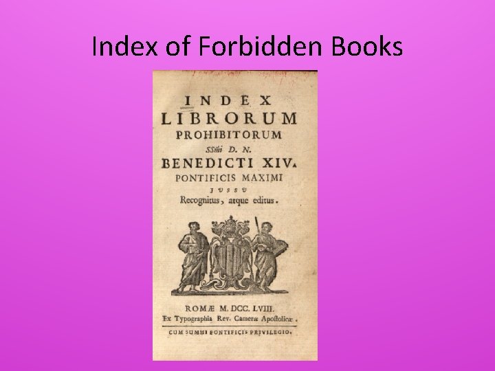 Index of Forbidden Books 