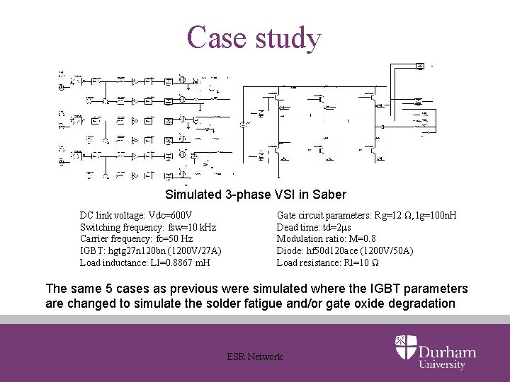 Case study Simulated 3 -phase VSI in Saber DC link voltage: Vdc=600 V Switching