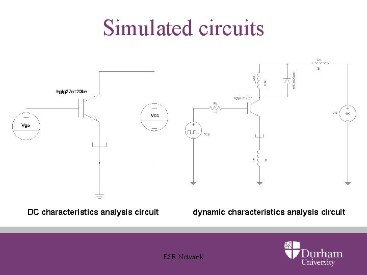 Simulated circuits DC characteristics analysis circuit dynamic characteristics analysis circuit ESR Network 