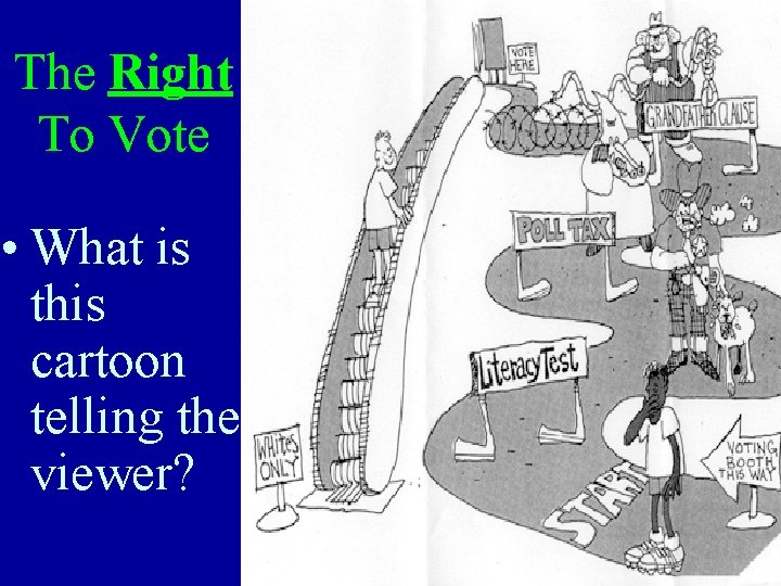 The Right To Vote • What is this cartoon telling the viewer? 