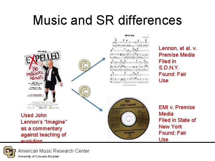 Music and SR differences © © Used John Lennon’s “Imagine” as a commentary against