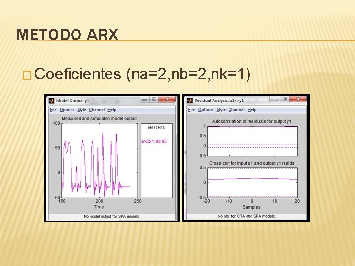 METODO ARX � Coeficientes (na=2, nb=2, nk=1) 