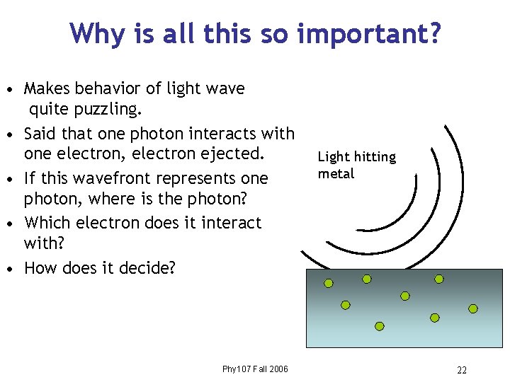 Why is all this so important? • Makes behavior of light wave quite puzzling.