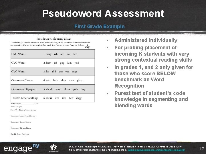 Pseudoword Assessment First Grade Example • • Administered individually For probing placement of incoming