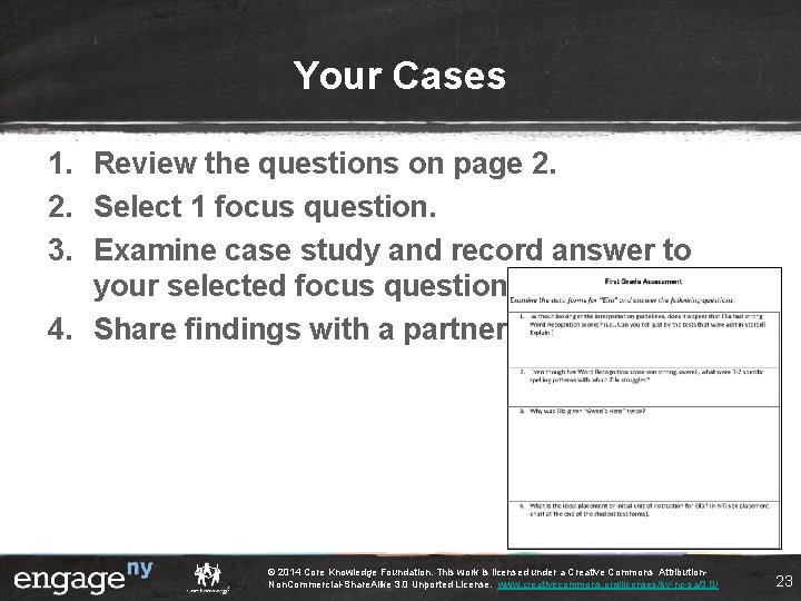 Your Cases 1. Review the questions on page 2. 2. Select 1 focus question.