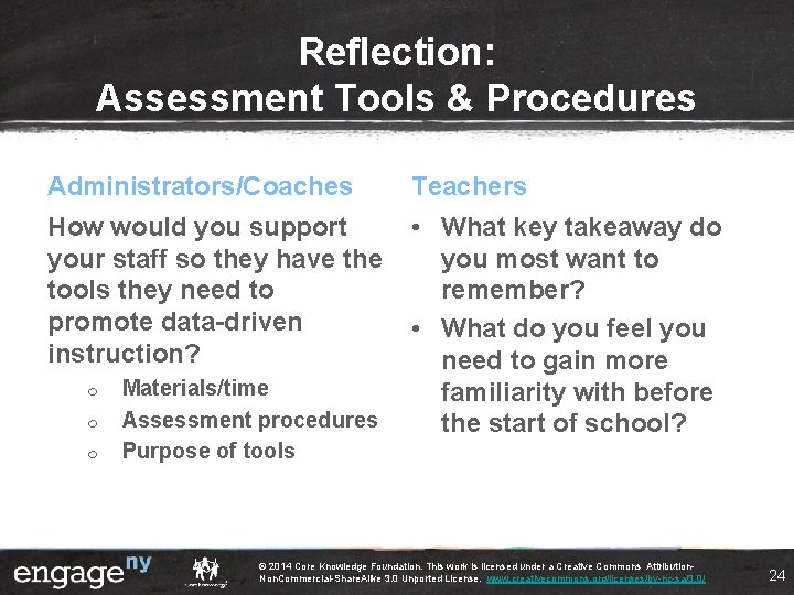 Reflection: Assessment Tools & Procedures Administrators/Coaches Teachers How would you support your staff so