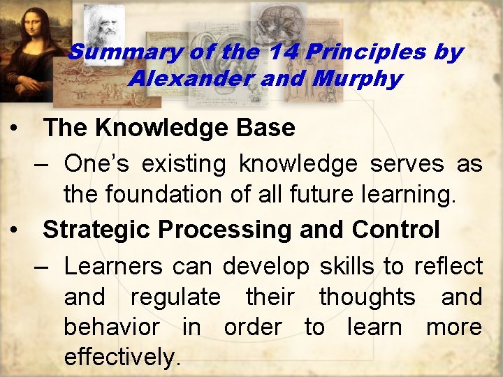 Summary of the 14 Principles by Alexander and Murphy • The Knowledge Base –