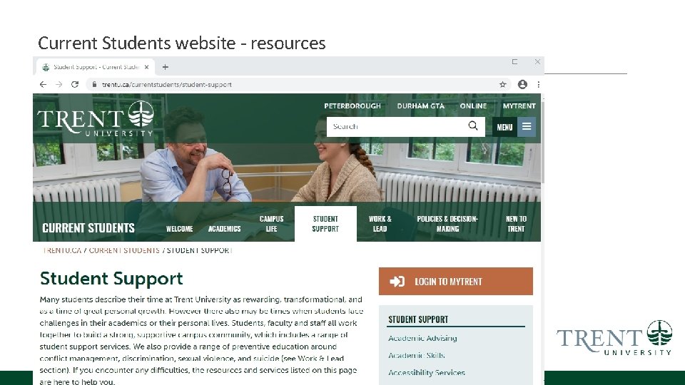 Current Students website - resources 