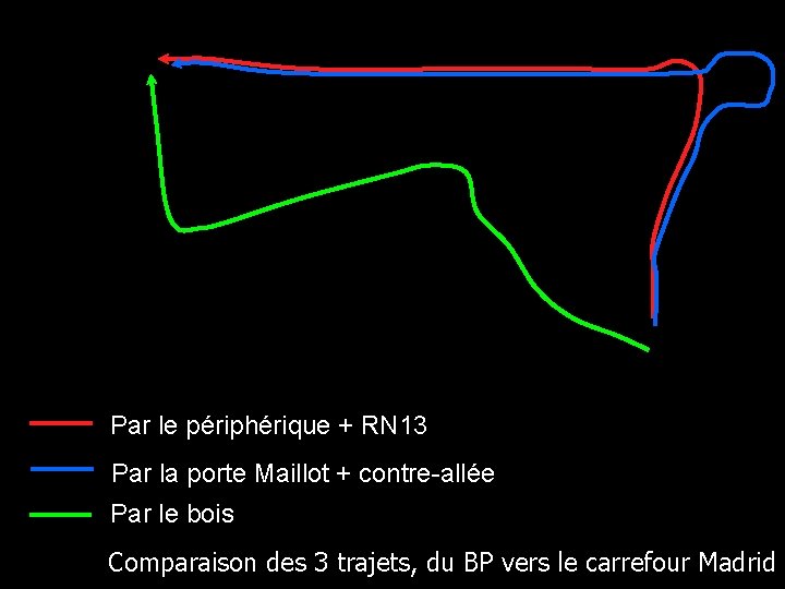 Par le périphérique + RN 13 Par la porte Maillot + contre-allée Par le