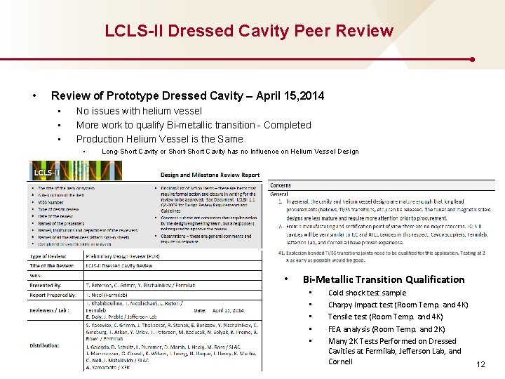 LCLS-II Dressed Cavity Peer Review • Review of Prototype Dressed Cavity – April 15,