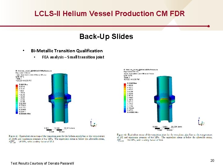 LCLS-II Helium Vessel Production CM FDR Back-Up Slides • Bi-Metallic Transition Qualification • FEA