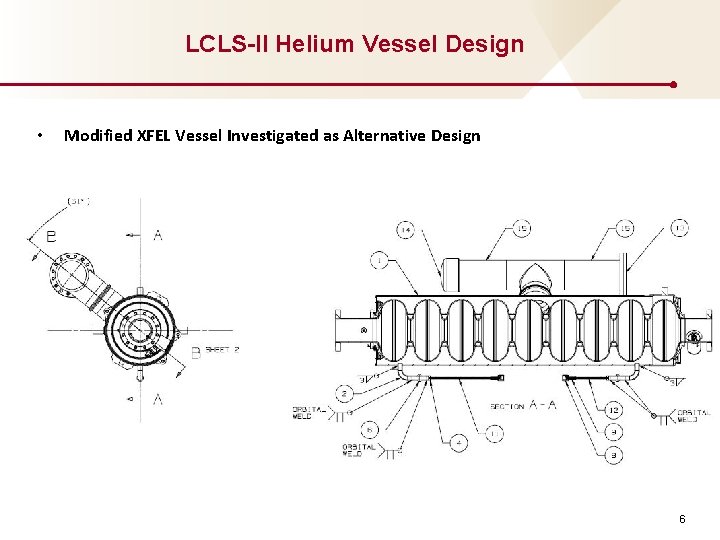 LCLS-II Helium Vessel Design • Modified XFEL Vessel Investigated as Alternative Design 6 