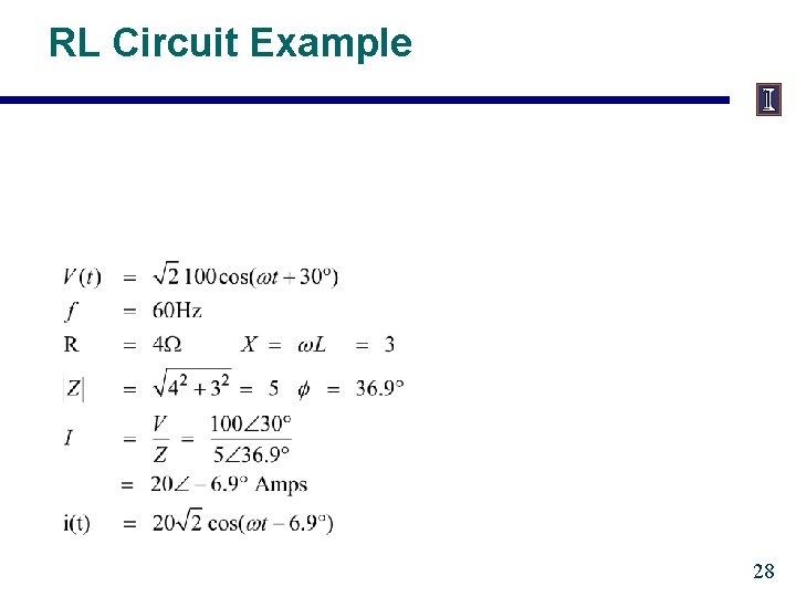 RL Circuit Example 28 