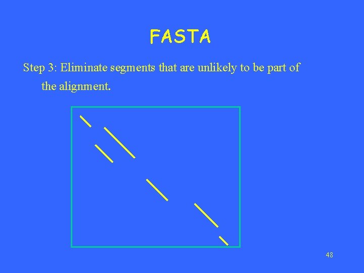 FASTA Step 3: Eliminate segments that are unlikely to be part of the alignment.