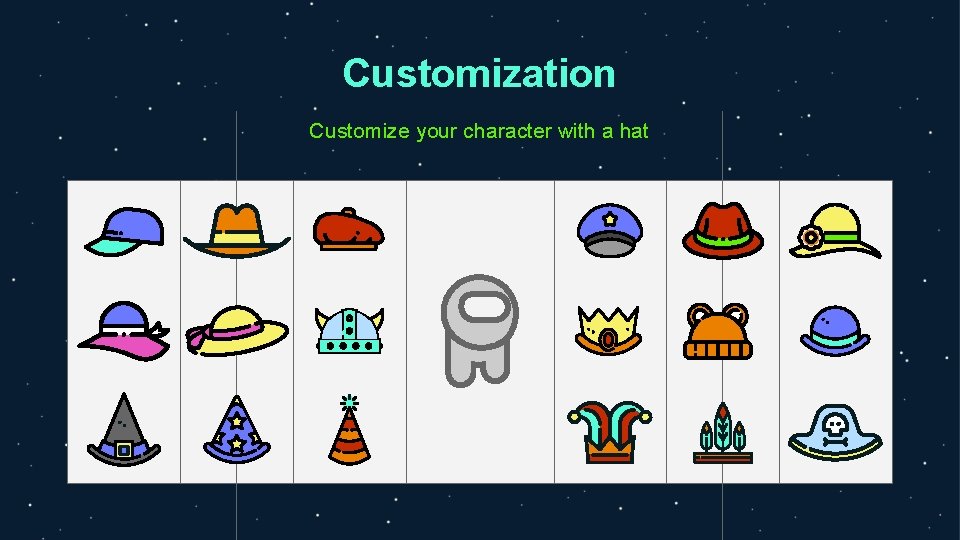 Customization Customize your character with a hat 