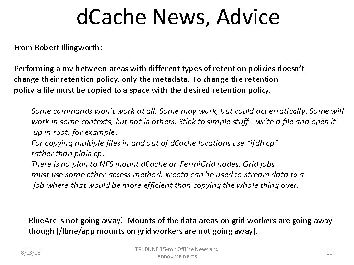 d. Cache News, Advice From Robert Illingworth: Performing a mv between areas with different