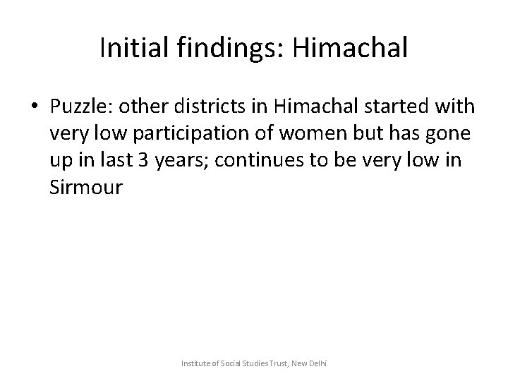 Initial findings: Himachal • Puzzle: other districts in Himachal started with very low participation
