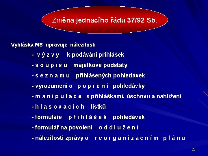 Změna jednacího řádu 37/92 Sb. Vyhláška MS upravuje náležitosti - výzvy k podávání přihlášek