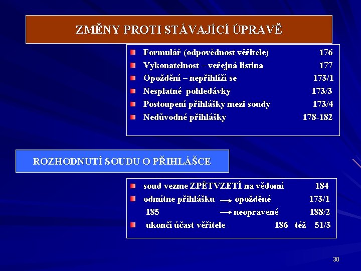 ZMĚNY PROTI STÁVAJÍCÍ ÚPRAVĚ Formulář (odpovědnost věřitele) Vykonatelnost – veřejná listina Opoždění – nepřihlíží