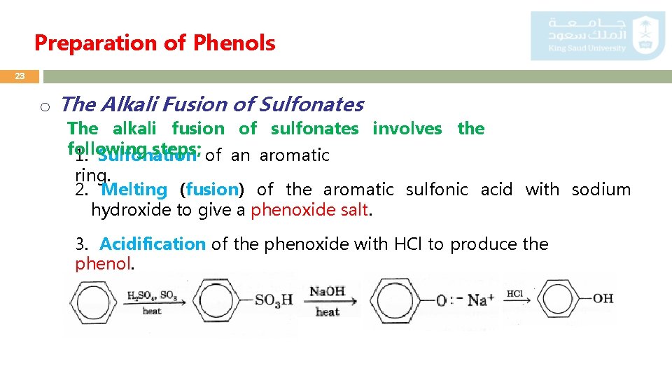 Preparation of Phenols 23 o The Alkali Fusion of Sulfonates The alkali fusion of