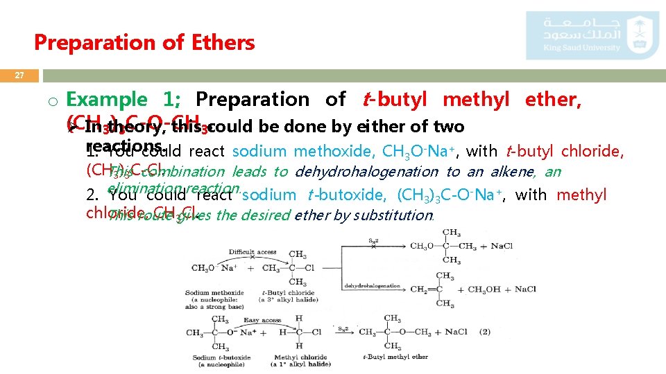 Preparation of Ethers 27 o Example 1; Preparation of t-butyl methyl ether, (CH )3