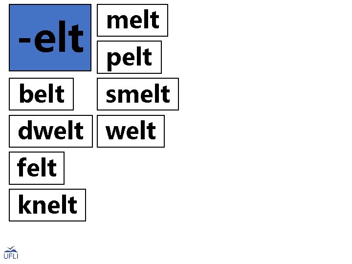 -elt melt belt smelt pelt dwelt felt knelt 