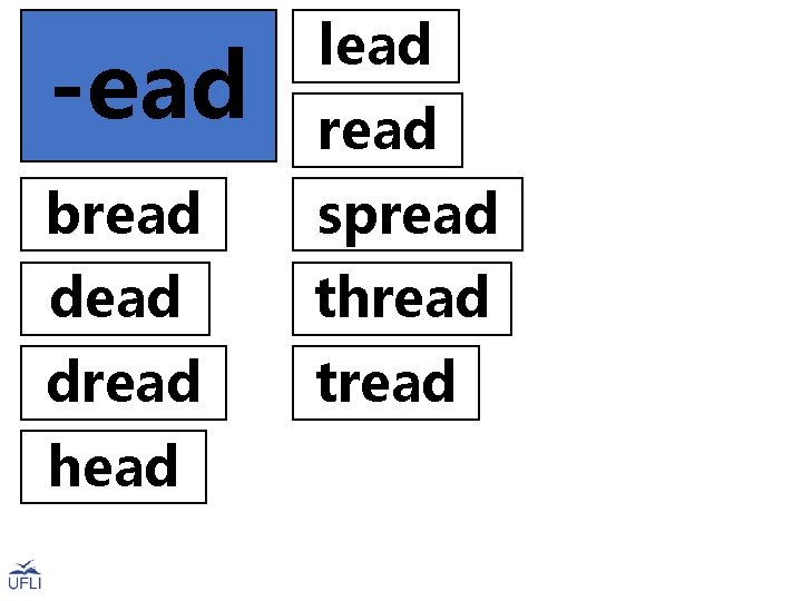 lead -ead read bread spread dead thread dread tread head 