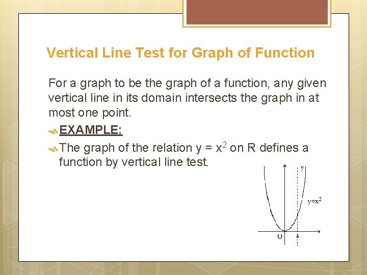 Vertical Line Test for Graph of Function For a graph to be the graph