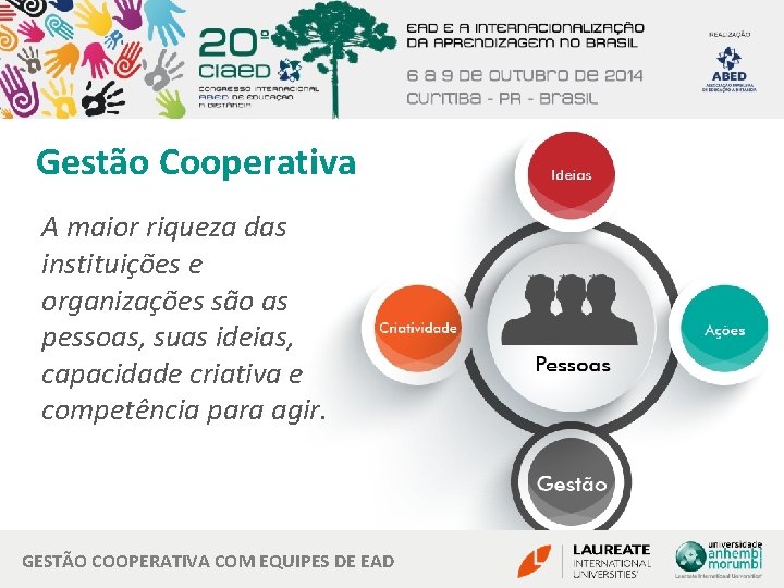 Gestão Cooperativa A maior riqueza das instituições e organizações são as pessoas, suas ideias,