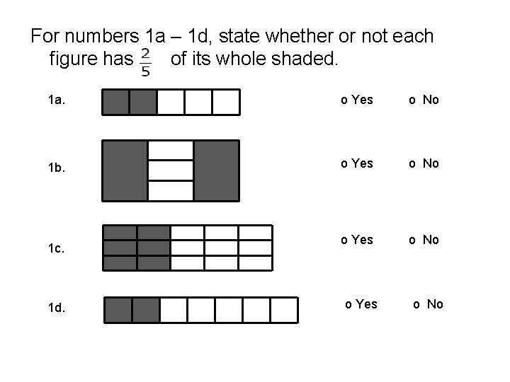 For numbers 1 a – 1 d, state whether or not each figure has