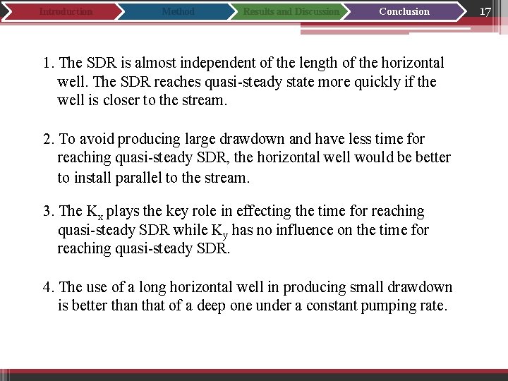 Introduction Method Results and Discussion Conclusion 1. The SDR is almost independent of the