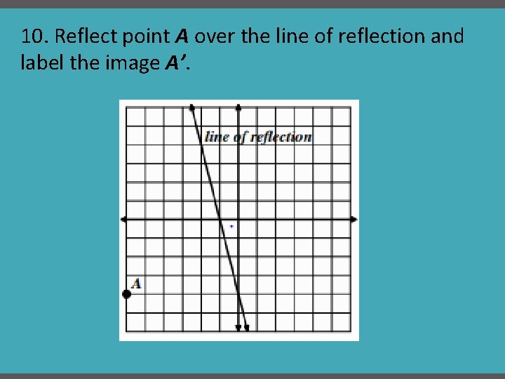 10. Reflect point A over the line of reflection and label the image A’.