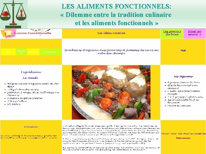 LES ALIMENTS FONCTIONNELS: « Dilemme entre la tradition culinaire et les aliments fonctionnels »