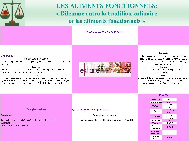 LES ALIMENTS FONCTIONNELS: « Dilemme entre la tradition culinaire et les aliments fonctionnels »