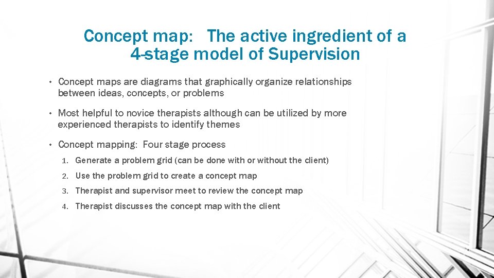 Concept map: The active ingredient of a 4 -stage model of Supervision • Concept