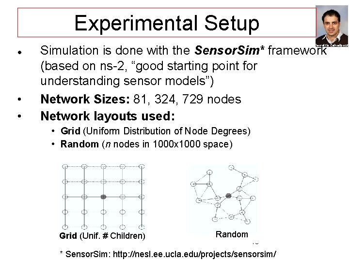 Experimental Setup Demetris Zeinalipour • • Simulation is done with the Sensor. Sim* framework