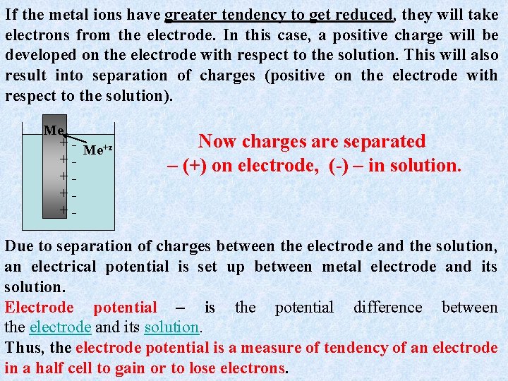 If the metal ions have greater tendency to get reduced, they will take electrons