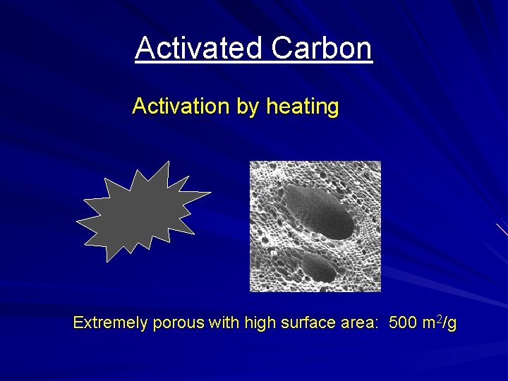 Activated Carbon Activation by heating Extremely porous with high surface area: 500 m 2/g Activated Carbon Activation by heating Extremely porous with high surface area: 500 m 2/g