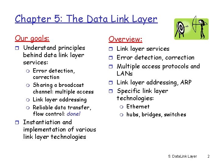 Chapter 5: The Data Link Layer Our goals: r Understand principles behind data link