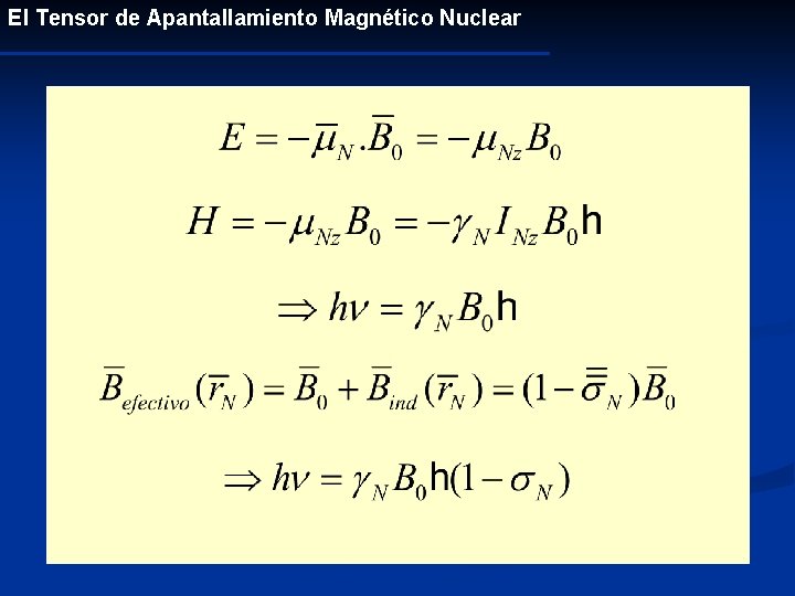 El Tensor de Apantallamiento Magnético Nuclear 