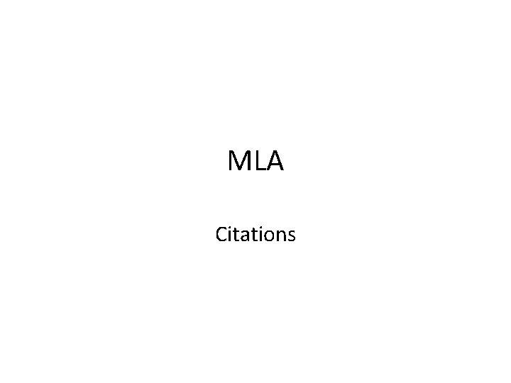 MLA Citations 
