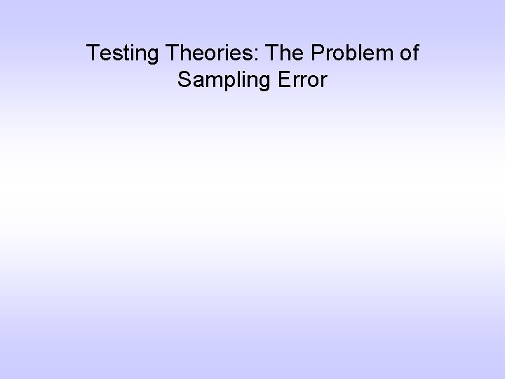 Testing Theories: The Problem of Sampling Error 