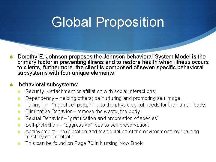 Johnson Approach The Johnson Behavioral System Model Jennifer Graham Amanda