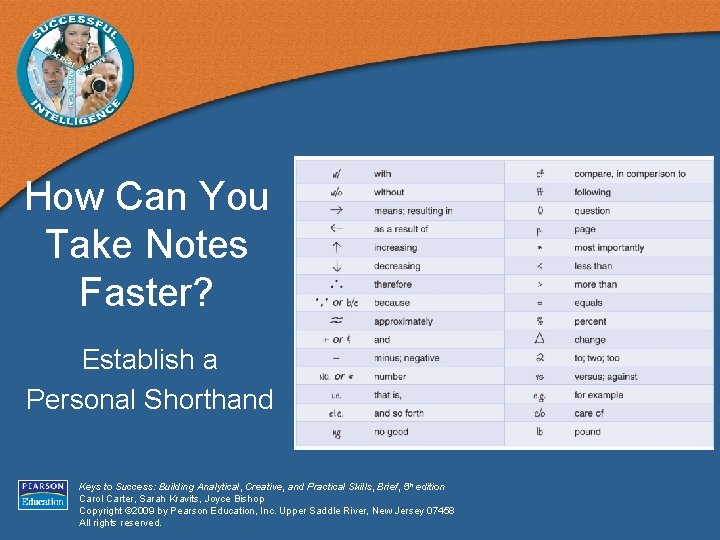 How Can You Take Notes Faster? Establish a Personal Shorthand Keys to Success: Building