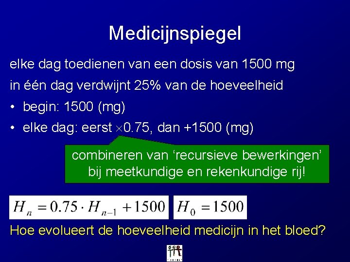 Medicijnspiegel elke dag toedienen van een dosis van 1500 mg in één dag verdwijnt