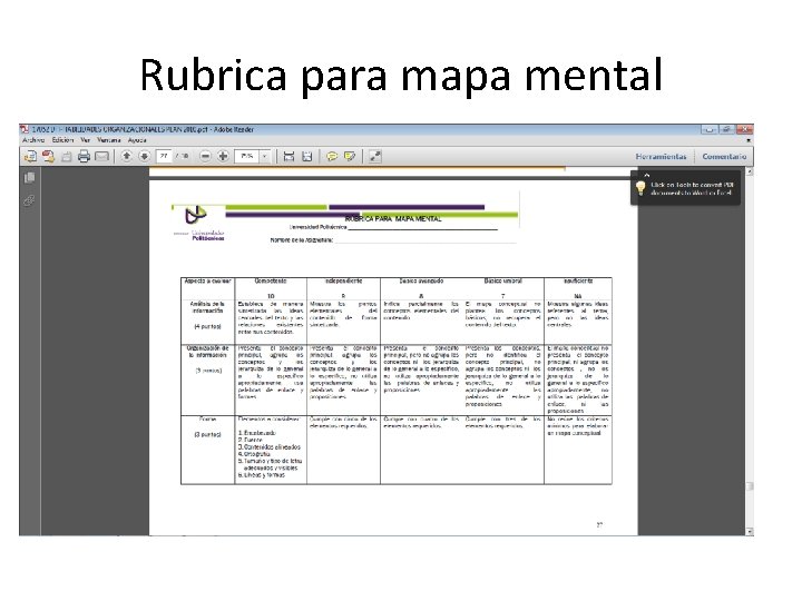 Rubrica para mapa mental 