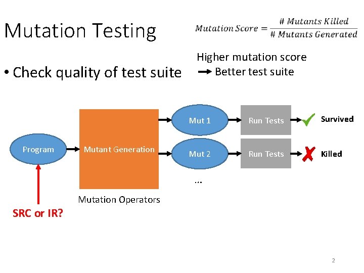 Comparing Mutation Testing at the Levels of Source