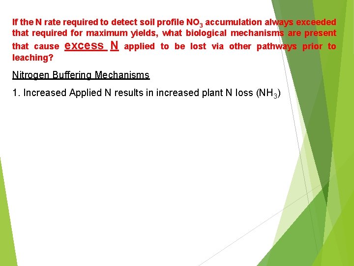 If the N rate required to detect soil profile NO 3 accumulation always exceeded