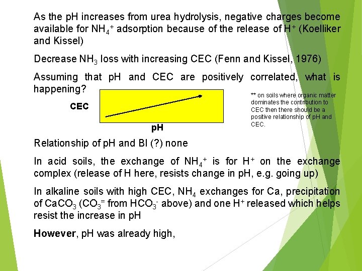 As the p. H increases from urea hydrolysis, negative charges become available for NH