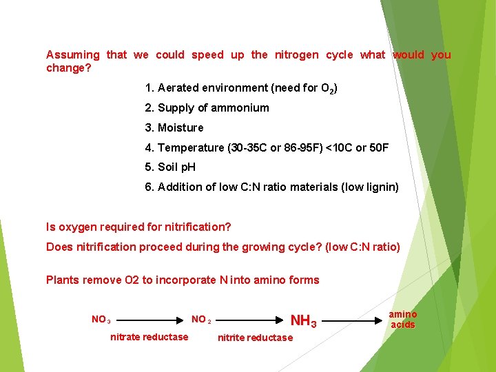 Assuming that we could speed up the nitrogen cycle what would you change? 1.